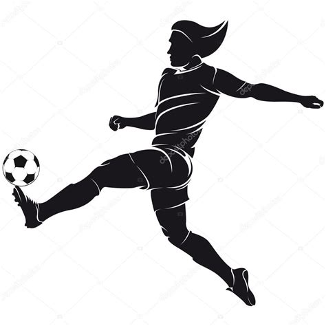 Vector Football Soccer Player Silhouette With Ball Isolated Stock