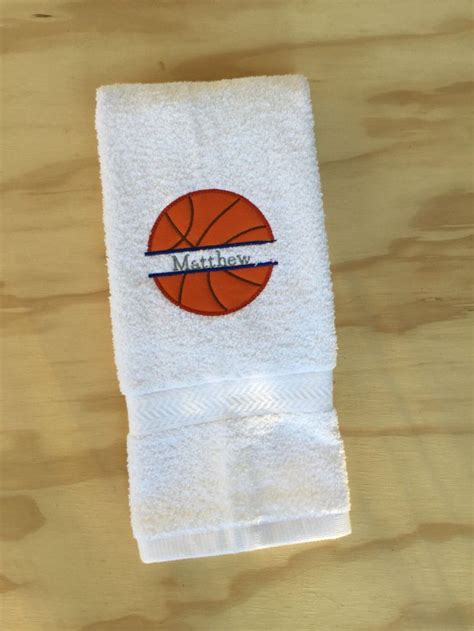 Basket Ball Embroidered Hand Towel Etsy Hand Towels Towel
