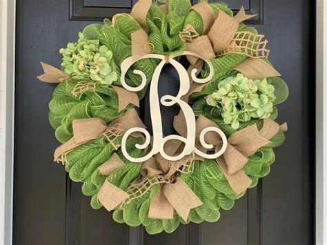 Front Door Wreath Initial Wreath Spring Wreath Everyday Wreath Etsy