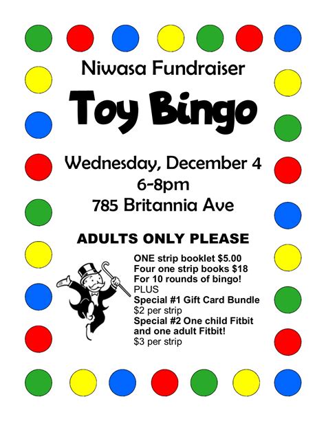 Toy Bingo Fundraiser Niwasa Kendaaswin Teg