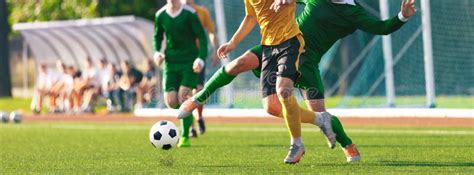 Adult Football Players Compete In Soccer Match Stock Image Image Of