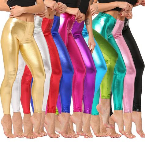 Buy Woman Footless Liquid Wet Look Shiny Metallic Stretch Leggings At Affordable Prices — Free