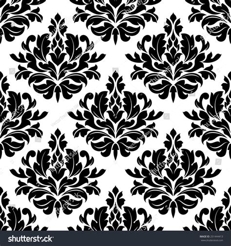 Classic Damask Floral Seamless Pattern Black Stock Vector 251444413