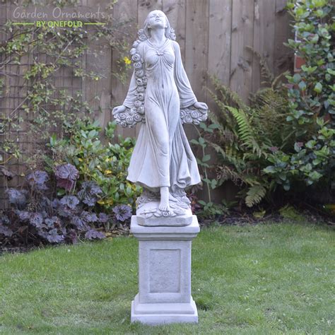 Flora Garden Statue On Plinth Onefold Ltd