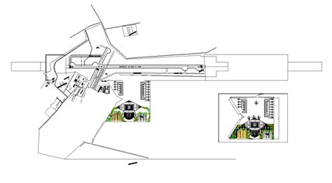 International Airport Layout Plan And Landscaping Structure Details Dwg
