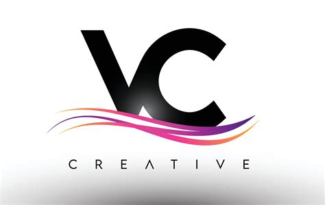 Vc Logo Letter Design Icon Vc Letters With Colorful Creative Swoosh