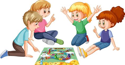 Kids Playing Board Games Clip Art