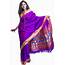 Purple Paithani Muniya Sari With Zari Thread Woven Peacocks On Anchal