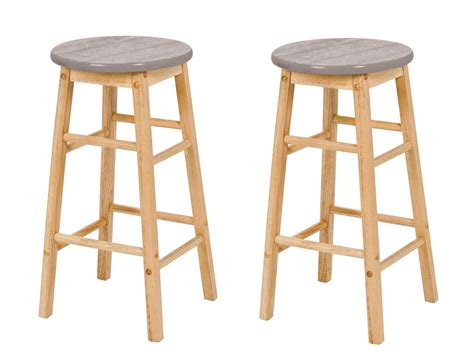 2 X Hand Painted Top Wooden Bar Stools Light Grey Etsy