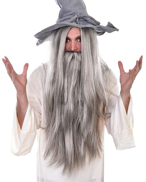 Wizard Beard And Wig Set Grey Suitable For Party To Celebrate