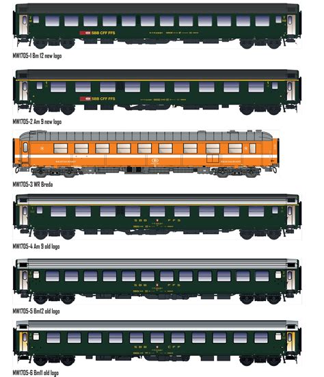 Atm cf12.007 fs italia set due carri tipo ll (1936) ep.iii LS Models MW1705 Set of 6 passenger cars Iris Brüssel-Chur ...