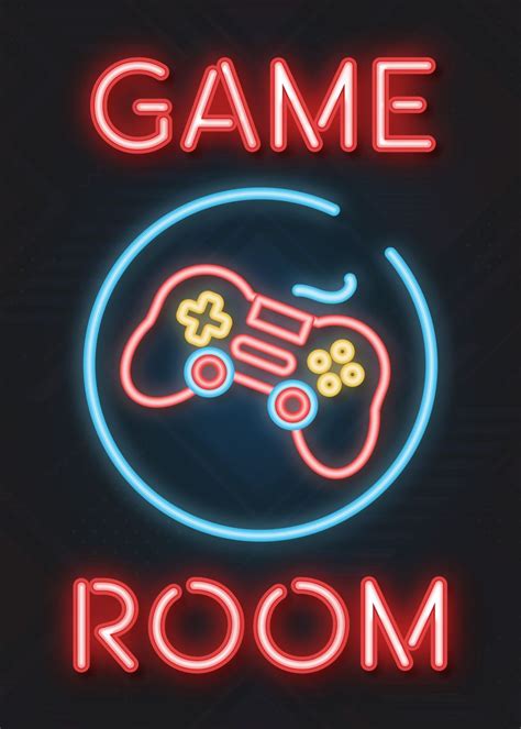 Video Game Room Neon Sign Poster Picture Metal Print Paint By