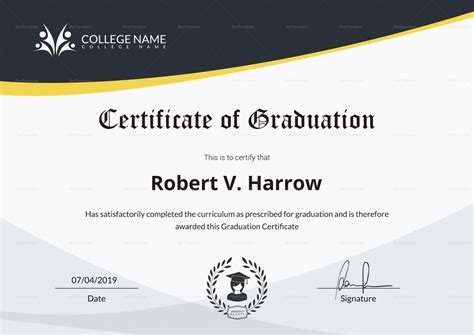 College Graduation Certificate Template Professional Template Ideas