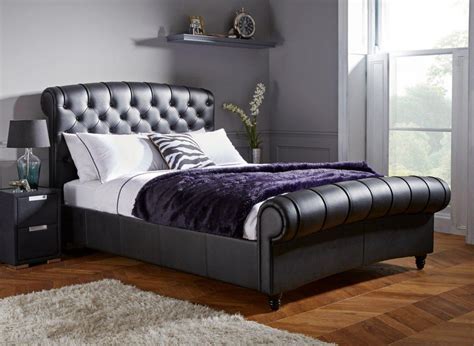 Like all our furniture, our king bed frames/headboards are available in a variety of fabulous styles, colors and materials. Ellis Black Split Leather Bed Frame 5'0 King | Bed Sava