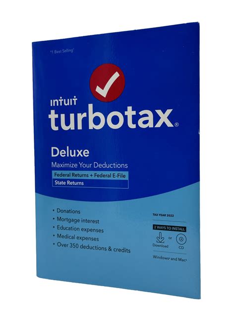 Turbotax Deluxe Federal E File State Returns Windows Mac Same