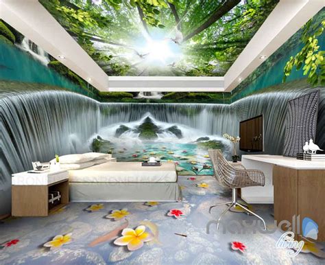 3d Huge Tree Forest Waterfall Entire Room Wallpaper Wall Murals Art Pr