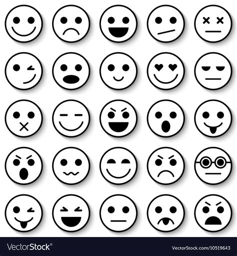 Set Of Emoticons Emoji Royalty Free Vector Image