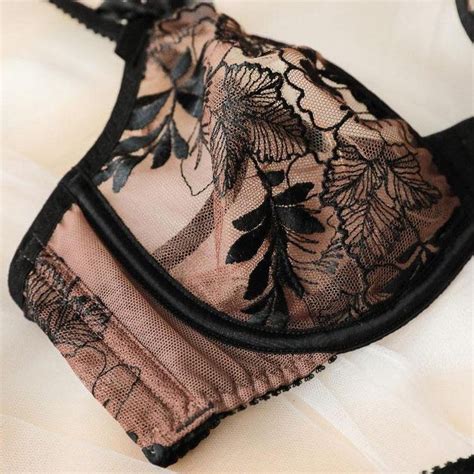 Flower Embroidery Lace Lingerie Set Sexy French Floral Lace Etsy