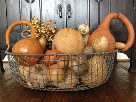 Gourds In A Huge Antique Wire Potato Basket Love Them Fall