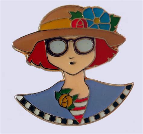 Mary Engelbreit Girl Tac Pin Enamel Redhead Hat Glasses 1 Tall Mary