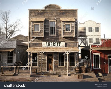 Rustic Western Town Sheriffs Office 3d Rendering Part Of A Western