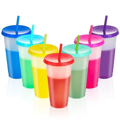 Color Changing Cups With Lids And Straws For Adults Cold Drink Plastic