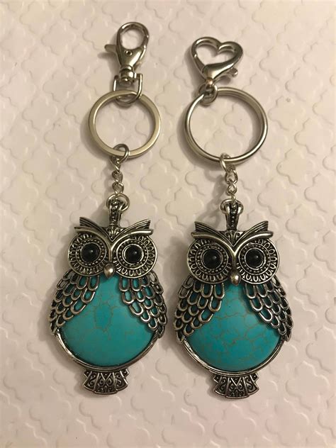 Owl Keychain Turquoise Keychain Animal Keychain Bird | Etsy | Owl keychain, Keychain, Owl pendant