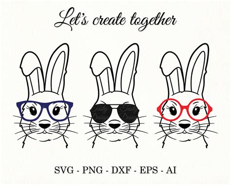 Bunny With Glasses Svg Easter Bunny Svg Rabbit With Sunglasses - Etsy UK