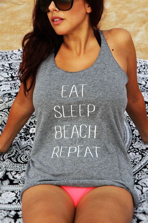 Eat Sleep Beach Repeat Tank Top Beach Tank Top Vacation Etsy
