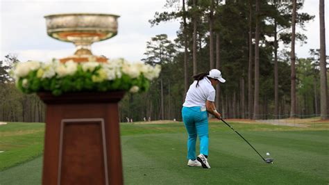 tsubasa kajitani of japan plays her stroke from the no 1 tee during wednesday s first round at
