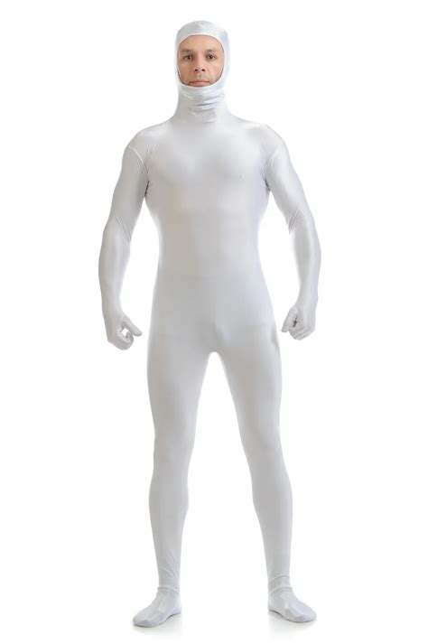 Adult Zentai White Open Face Spandex Unitard Hero Second Skin Tight Suits Suit Cosplay Custom