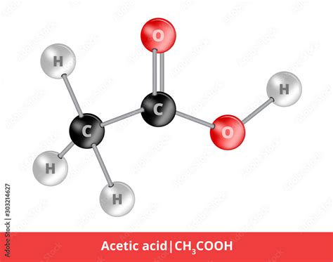Vector Ball And Stick Model Of Organic Compound Icon Of Acetic Acid