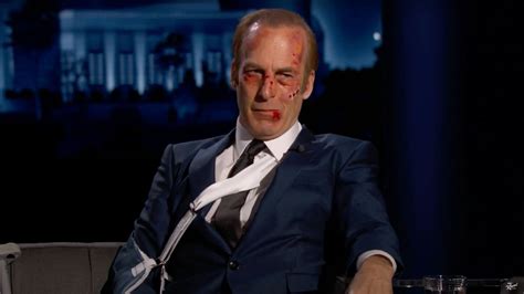 Bob Odenkirk Arrives All Bruised Up As His Nobody Character On Jimmy
