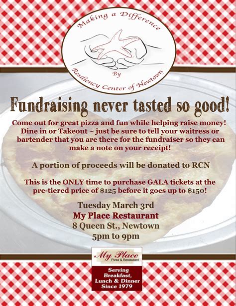 Fundraiser at My Place Restaurant Tuesday March 3rd! - Resiliency Center of Newtown