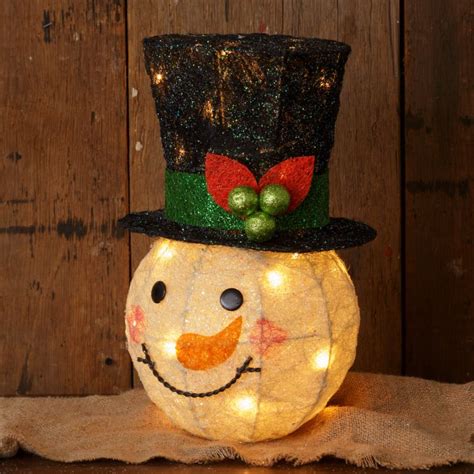 Snowman Head Topper With Lights Shelley B Home And Holiday Christmas