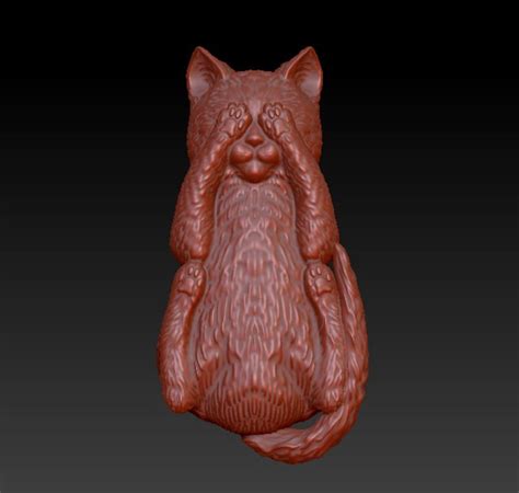 Cat Stl File For 3d Print Cute Sculpture Ready To Paint Etsy