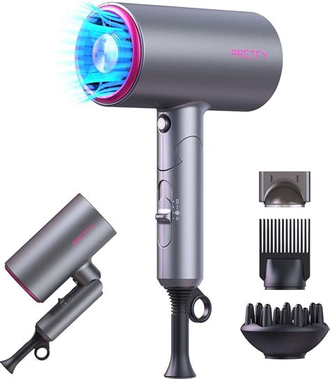 Pretfy Travel Hair Dryer With Diffuser 2000W Foldable Hairdryer