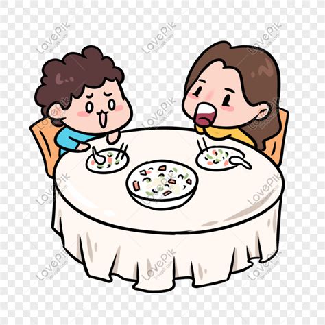 Niños Comiendo Juntos Charlando Ilustración Dibujados A Mano De Png
