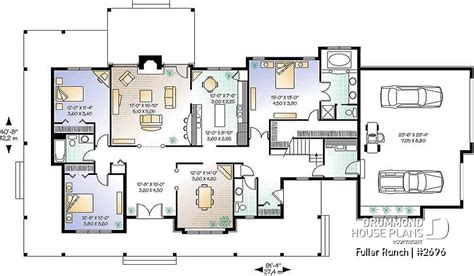 Ranch house plans are one of the most enduring and popular house plan style categories living spaces, baths and bedrooms. House plan 4 bedrooms, 2.5 bathrooms, garage, 2696 ...