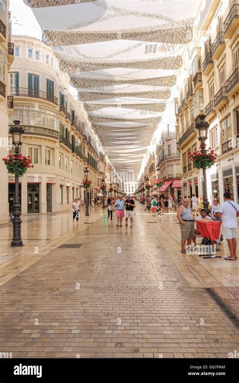 Calle Marqués De Larios Malaga Pedestrian Main Street Covered With Sun