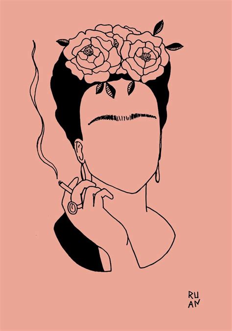 The Unknown Frida On Behance Line Art Drawings Kahlo Paintings