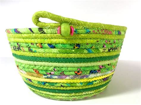 Coiled Rope Basket In Bright Green Spring Clothesline Bowl Etsy