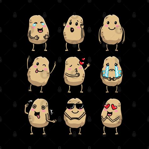 Kawaii Potato Emoticons Potatoes Vegetable Veganism Pin Teepublic