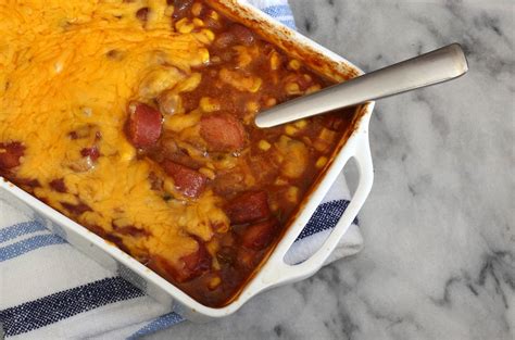 Pork and beans recipe beans in crockpot pork n beans bbq beans beans and weenies hot dogs and beans baked bean recipes hot dog recipes chef recipes. Beans and Hot Dog Casserole Recipe
