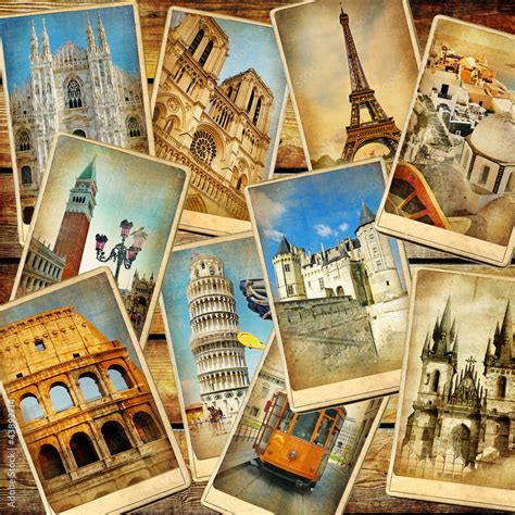 Vintage Travel Collage Background Stock Photo Adobe Stock