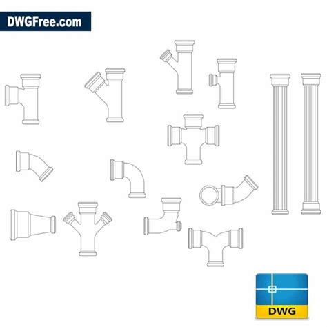 Pvc Pipe Fitting Dimensions Autocad Drawings In Format Dwg Free
