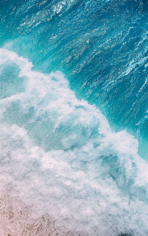 840x1336 Ocean Blue Waves Aerial View Wallpaper Blue Background