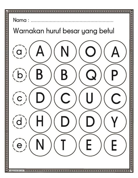 Pdf Pra Sekolah Latihan Bahasa Melayu Prasekolah Tuliskan Huruf Kecil