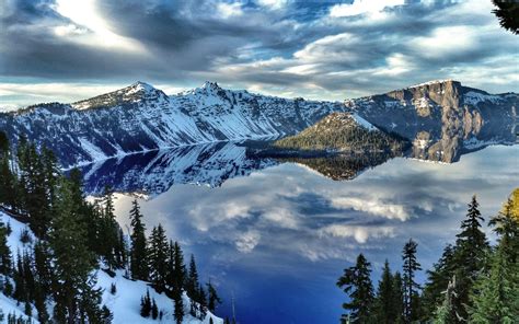 Crater Lake National Park In Oregon Usa Nature Winter