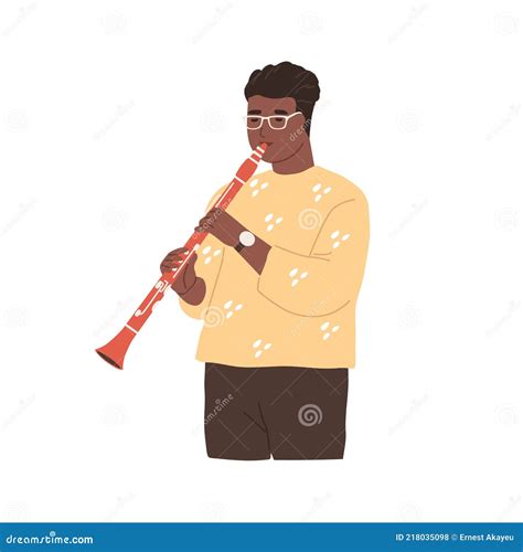 Cartoon Clarinetist Musician Playing A Clarinet